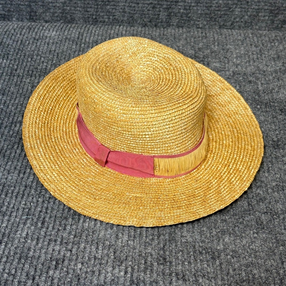 Borsalino Made in Italy Straw Fedora Hat Large Raffia Wide Brim Designer Womens - Picture 4 of 10